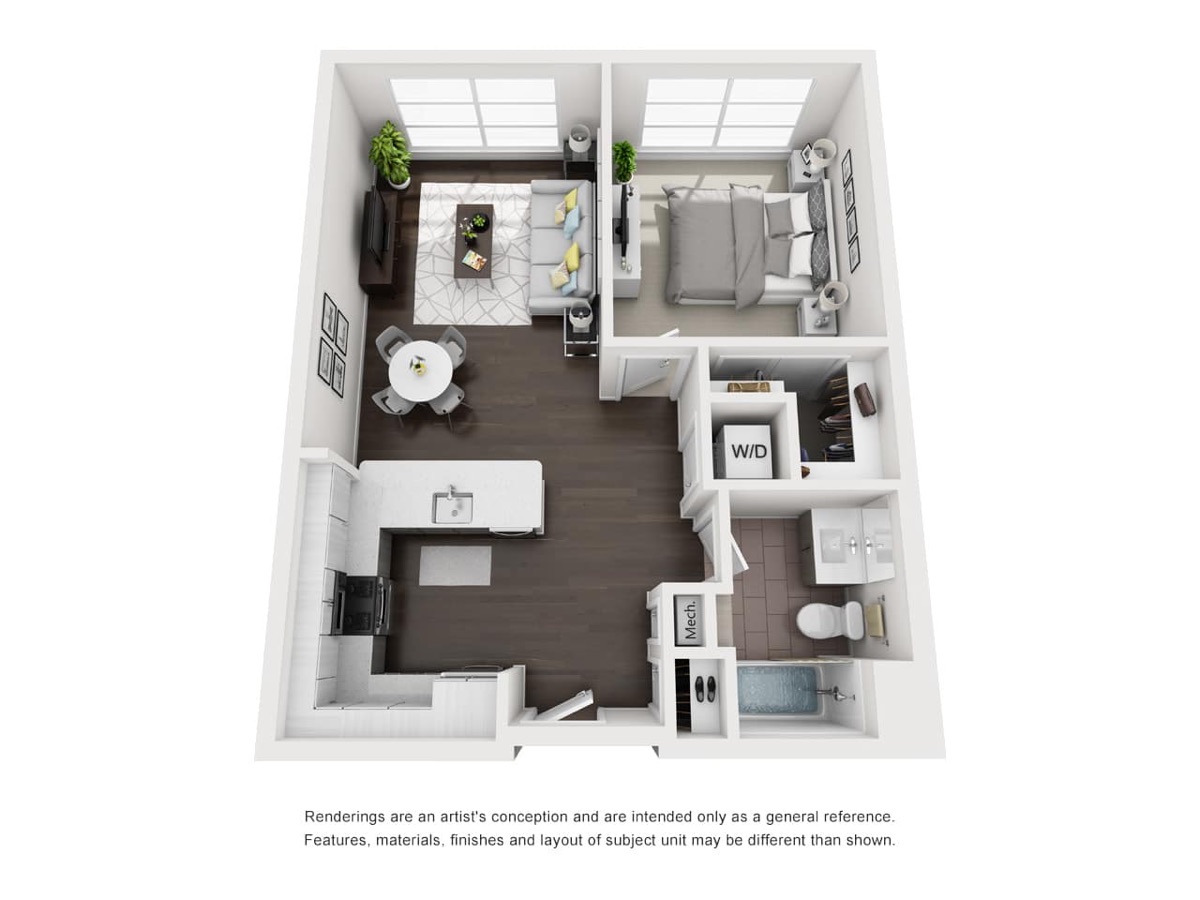 Trademark Fairfield floor plan A1, One bedroom