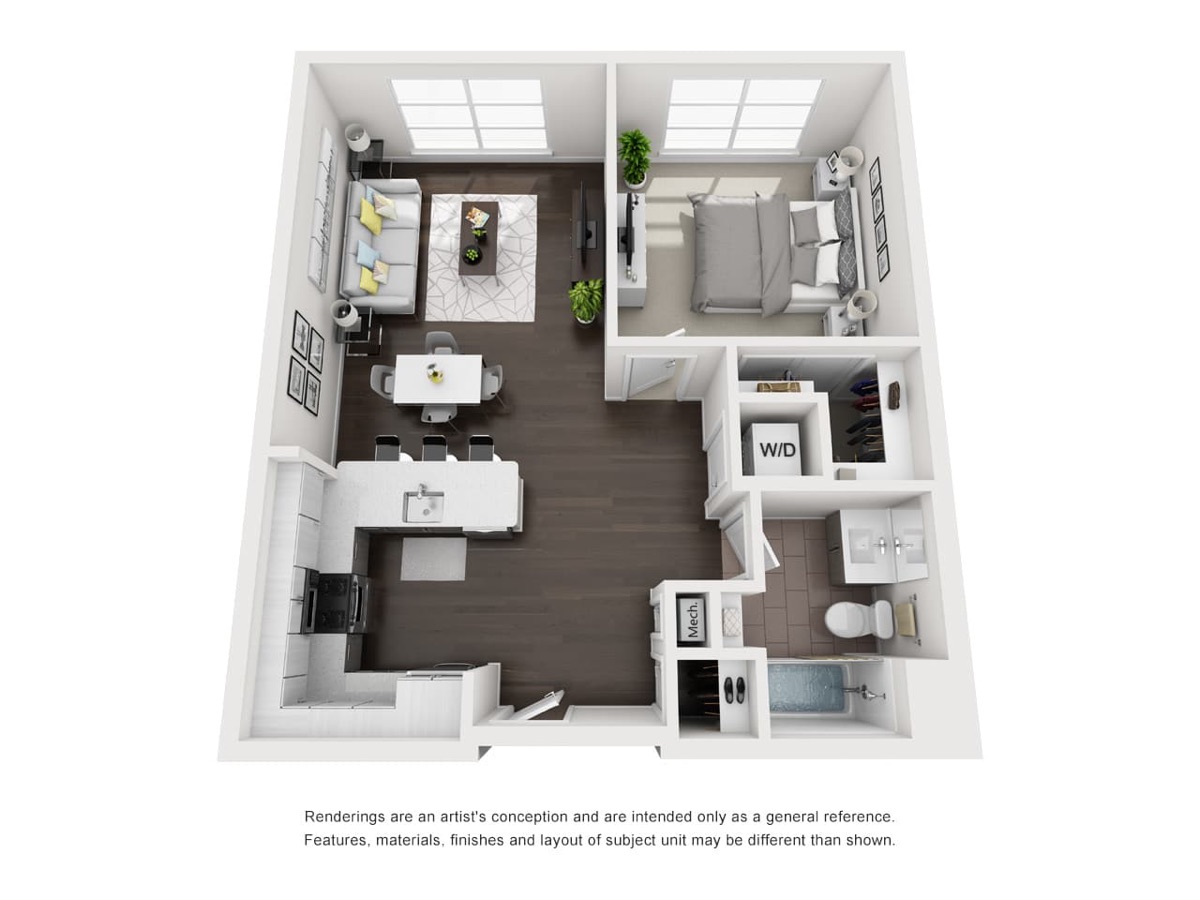 Trademark Fairfield floor plan A5, a one bedroom home